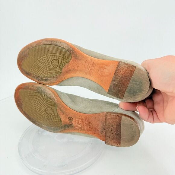 AGL Italy Monika Ballet Flat Size 36.5 6.5 beige silver studded Leather Comfy - Picture 9 of 14